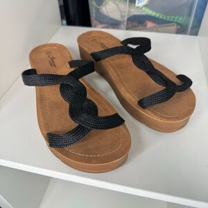 Women's‎ black T-Strap Gladiator Comfort Sandal Slip On Sliders Fabric Straps